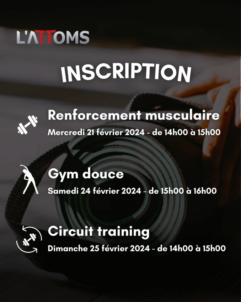 [COMPLET] INSCRIPTION AUX STAGES D’INITIATION – Renforcement musculaire, Circuit training et Gym douce – 21, 24 et 25/02/2024